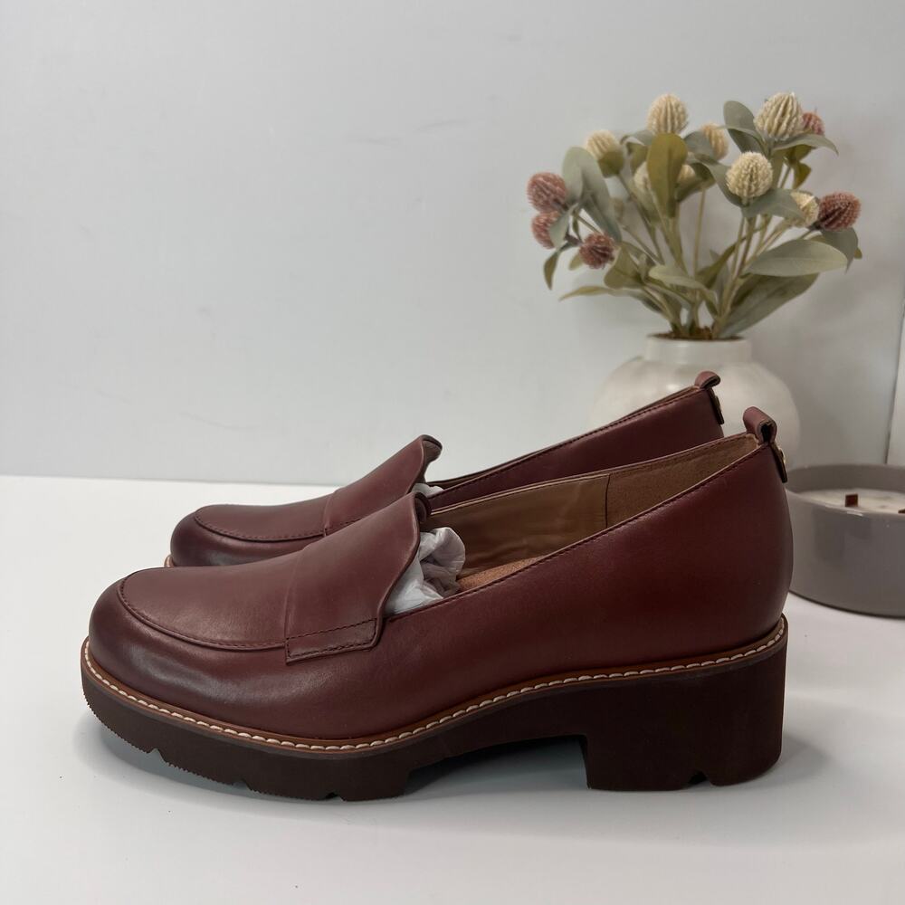 Naturalizer Darry Leather Platform Lug Sole Loafer Brown Women 8.5 Wide NWOB